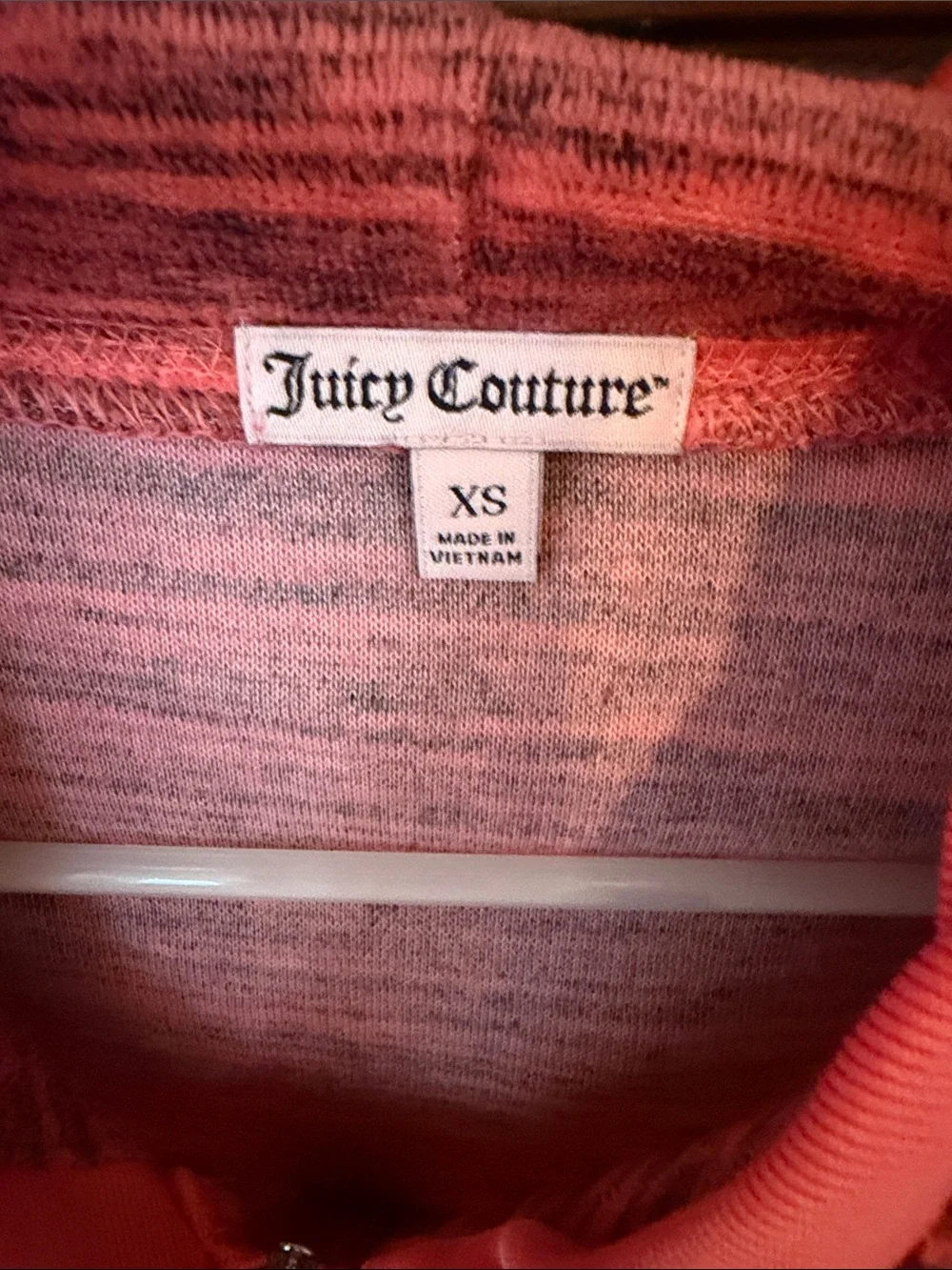 Juicy Couture Pink and Coral Striped Hoodie. Hardly worn.